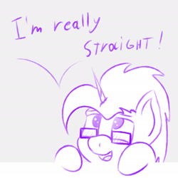 Size: 1920x1920 | Tagged: safe, artist:valthonis, imported from derpibooru, oc, oc only, oc:valthonis, pony, unicorn, blatant lies, glasses, looking up, male, solo, text