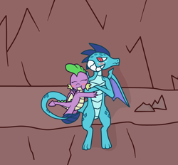 Size: 4200x3900 | Tagged: safe, artist:maxter-advance, imported from derpibooru, princess ember, spike, dragon, barb, barbash, blushing, dragoness, emberspike, female, hug, male, prince ash, rule 63, shipping, straight, winged spike, wings