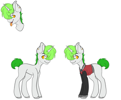 Size: 6000x5000 | Tagged: safe, artist:hellishprogrammer, artist:maximkoshe4ka, imported from derpibooru, oc, oc only, oc:starshine glow, pony, unicorn, clothes, ear piercing, earring, jacket, jewelry, male, open mouth, piercing, simple background, solo, stallion, tongue out, tongue piercing, unshorn fetlocks, white background