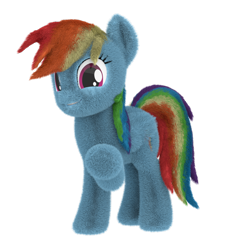 Size: 1200x1200 | Tagged: safe, artist:creatorofpony, artist:hazy skies, imported from derpibooru, rainbow dash, pegasus, pony, 3d, blender, cute, fluffy, fuzzy dash, raised hoof, simple background, transparent background