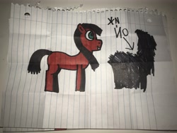 Size: 4032x3024 | Tagged: safe, artist:twentiethbeef, imported from derpibooru, oc, oc only, oc:josie, earth pony, pony, lined paper, marker drawing, photo, solo, traditional art