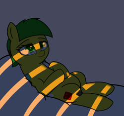 Size: 1280x1203 | Tagged: safe, artist:neuro, imported from derpibooru, oc, oc:blocky bits, pony, blinds, light, lying down, relaxing, stripes