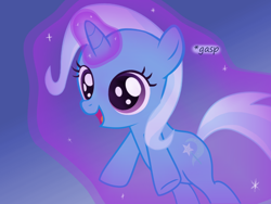 Size: 1200x900 | Tagged: safe, artist:evil-dec0y, imported from derpibooru, trixie, pony, comic:trixie vs., comic:trixie vs. the moon, age regression, female, filly, filly trixie, levitation, magic, self-levitation, solo, telekinesis, younger