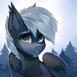 Size: 2048x2048 | Tagged: safe, artist:share dast, imported from derpibooru, oc, oc only, oc:night breeze, pegasus, pony, bat ears, male, solo, stallion, tree