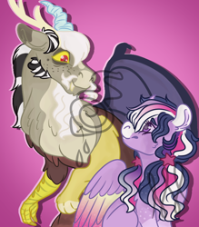 Size: 700x800 | Tagged: safe, artist:cringequeen-universe, imported from derpibooru, discord, twilight sparkle, alicorn, discolight, female, male, shipping, straight, twilight sparkle (alicorn)