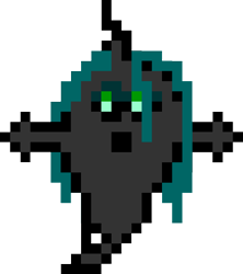 Size: 480x540 | Tagged: safe, artist:eddy original, imported from derpibooru, queen chrysalis, changeling, changeling queen, ghost, female, it is a mystery, pixel art, simple background, solo, transparent background