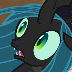 Size: 310x310 | Tagged: safe, imported from derpibooru, screencap, cozy glow, queen chrysalis, changeling, changeling queen, frenemies (episode), cropped, female, solo