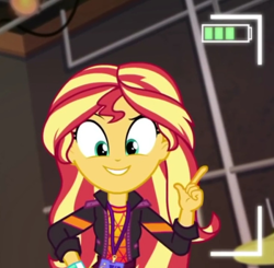 Size: 540x530 | Tagged: safe, imported from derpibooru, sunset shimmer, equestria girls, equestria girls series, how to backstage, spoiler:eqg series (season 2), clothes, female, jacket, selfie drone, solo