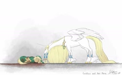 Size: 1831x1131 | Tagged: safe, artist:sunnytp, deleted from derpibooru, imported from derpibooru, alicorn, pegasus, pony, goddess hylia, injured, link, ponified, simple background, the legend of zelda, white background