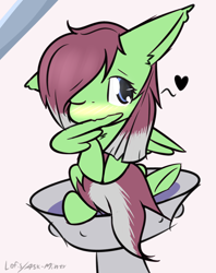 Size: 1280x1618 | Tagged: safe, artist:ask-minty, artist:lofis, imported from derpibooru, oc, oc:watermelon success, pegasus, pony, blushing, female, heart, mare