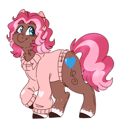 Size: 768x809 | Tagged: safe, artist:wanderingpegasus, imported from derpibooru, oc, oc only, oc:ginger, earth pony, pony, butt fluff, chest fluff, clothes, coat markings, cute, dappled, ear fluff, female, leg fluff, mare, neck fluff, ocbetes, simple background, solo, sweater, transparent background