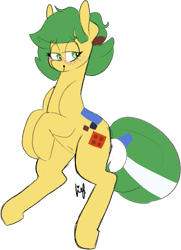 Size: 587x809 | Tagged: safe, artist:liefsong, imported from derpibooru, oc, oc:blocky bits, pony, bedroom eyes, belly button, bipedal, blushing