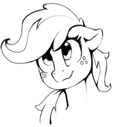 Size: 498x516 | Tagged: safe, artist:dimfann, imported from derpibooru, applejack, earth pony, pony, bust, cute, female, grayscale, jackabetes, mare, monochrome, solo