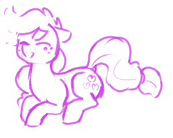 Size: 700x561 | Tagged: safe, artist:dimfann, imported from derpibooru, applejack, earth pony, pony, eyes closed, female, mare, monochrome, prone, solo