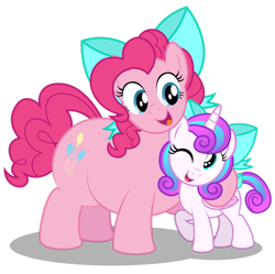Size: 1920x1916 | Tagged: safe, artist:aleximusprime, imported from derpibooru, pinkie pie, princess flurry heart, alicorn, earth pony, pony, flurry heart's story, auntie pinkie, bow, chubbie pie, chubby, cute, diabetes, diabetes intensifies, diapinkes, fat, female, filly, filly flurry heart, flurrybetes, hug, matching bow mares, older, older flurry heart, plump, pudgy pie, simple background, transparent background
