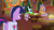 Size: 1920x1080 | Tagged: safe, imported from derpibooru, screencap, pretzel twist, say cheese, spike, twilight sparkle, alicorn, dragon, pony, unicorn, the point of no return, background pony, female, male, mare, notepad, quill, restaurant, saddle bag, table, the tasty treat, twilight sparkle (alicorn), winged spike, wings