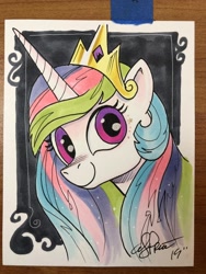 Size: 1536x2048 | Tagged: safe, artist:andypriceart, imported from derpibooru, princess celestia, pony, bust, female, portrait, smiling, solo