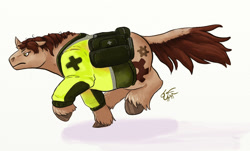 Size: 888x536 | Tagged: safe, artist:basiliskfree, imported from derpibooru, oc, oc:gear grinder, pony, unicorn, clothes, saddle bag, uniform