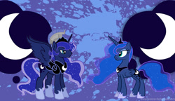 Size: 1024x590 | Tagged: safe, artist:alicehumansacrifice0, artist:dashiesparkle, artist:dashiesparkle edit, artist:jaquelindreamz, artist:ooklah, edit, imported from derpibooru, princess luna, alicorn, pony, cutie mark, ethereal mane, hoof shoes, lunartemis, prince artemis, rule 63, self ponidox, starry mane, wallpaper, wallpaper edit