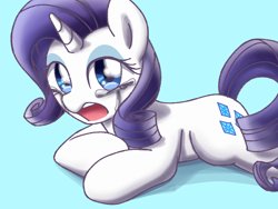 Size: 1080x810 | Tagged: safe, artist:tastyrainbow, imported from derpibooru, rarity, pony, unicorn, crying, female, lying down, solo