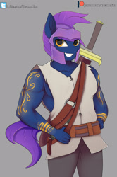 Size: 1431x2160 | Tagged: safe, artist:axtkatze, artist:hevityaus, imported from derpibooru, oc, oc only, oc:shielded haze, anthro, earth pony, male, patreon, patreon logo, solo