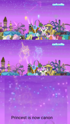 Size: 1440x2557 | Tagged: safe, edit, edited screencap, imported from derpibooru, screencap, big bucks, jack pot, princess celestia, princess luna, pony, unicorn, between dark and dawn, caption, cartoonito logo, comic, female, fireworks, implied lesbian, implied princest, implied shipping, incest, lesbian, male, op is a duck, op is trying to start shit, princest, shipper on deck, shipping, shipping fuel, stallion