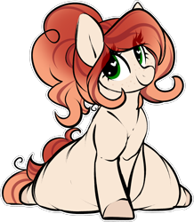 Size: 1650x1890 | Tagged: safe, artist:mulberrytarthorse, imported from derpibooru, oc, oc only, oc:white peach, pony, belly, chubby, fat, female, freckles, heart eyes, ponytail, simple background, solo, thighs, thunder thighs, transparent background, wingding eyes