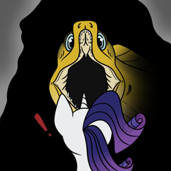 Size: 3900x3900 | Tagged: safe, artist:hellonurse, imported from derpibooru, rarity, eel, moray eel, seapony (g4), female, fetish, imminent vore, male, mawshot, open mouth, seaponified, seapony rarity, species swap