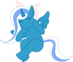 Size: 1280x1089 | Tagged: safe, artist:hawkscape, imported from derpibooru, oc, oc only, oc:fleurbelle, alicorn, pony, alicorn oc, bow, eyes closed, female, hair bow, mare, simple background, smiling, solo, transparent background