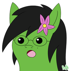 Size: 1200x1200 | Tagged: safe, artist:b-cacto, imported from derpibooru, oc, oc:prickly pears, pikachu, pony, bust, flower, flower in hair, glasses, meme, mole, pokémon, simple background, surprised pikachu, transparent background