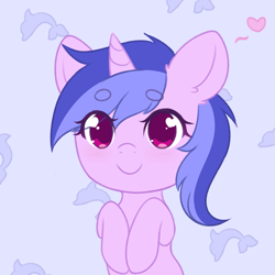 Size: 1937x1934 | Tagged: safe, artist:fluffymaiden, imported from derpibooru, sea swirl, seafoam, pony, unicorn, background pony, beanbrows, chibi, cute, ear fluff, eye clipping through hair, eyebrows, female, floating heart, heart, heart eyes, looking at you, mare, seadorable, solo, wingding eyes