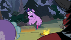 Size: 1920x1080 | Tagged: safe, imported from derpibooru, screencap, cozy glow, lord tirek, queen chrysalis, twilight sparkle, alicorn, centaur, pegasus, pony, frenemies (episode), campfire, disguise, disguised changeling, fake twilight, female, filly, floppy ears, mare, solo focus, the pathetic princess thing, twilight sparkle (alicorn)