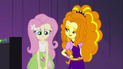 Size: 1100x618 | Tagged: safe, artist:bigpurplemuppet99, artist:mixiepie, edit, edited screencap, imported from derpibooru, screencap, adagio dazzle, fluttershy, equestria girls, rainbow rocks, female, lesbian, shipping, shyagio