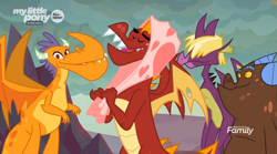 Size: 1253x699 | Tagged: safe, deleted from derpibooru, imported from derpibooru, screencap, billy (dragon), clump, fume, garble, spear (dragon), sweet and smoky, billy, blanket, spear (g4)