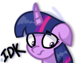 Size: 1193x966 | Tagged: safe, artist:rainbow eevee, imported from derpibooru, twilight sparkle, pony, embarrassed, female, floppy ears, idk, looking down, reaction image, simple background, solo, text, white background