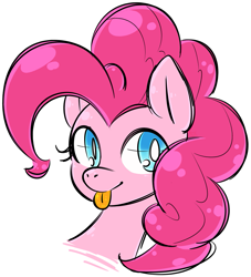 Size: 861x948 | Tagged: safe, artist:nancybigots, imported from derpibooru, pinkie pie, pony, :p, bust, cute, diapinkes, female, head only, mare, portrait, simple background, solo, tongue out, white background, white pupils