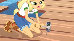 Size: 1920x1080 | Tagged: safe, edit, edited screencap, imported from derpibooru, screencap, applejack, equestria girls, legend of everfree, nokia, nokia 3310