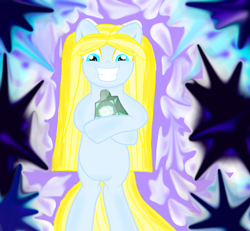 Size: 1300x1200 | Tagged: safe, artist:katya, imported from derpibooru, oc, oc only, oc:sparkle light, pony, bell, female, grogar's bell, happy, solo