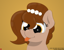 Size: 1845x1445 | Tagged: safe, artist:ljdamz1119, imported from derpibooru, oc, oc only, oc:brownie bun, pony, :p, bust, cute, ocbetes, portrait, solo, tan background, tongue out, wifehorse