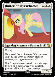 Size: 375x523 | Tagged: safe, edit, edited screencap, imported from derpibooru, screencap, basil, fluttershy, dragon, pegasus, pony, dragonshy, ccg, female, magic the gathering, mare, stare, the stare, trading card, trading card edit