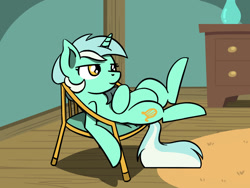 Size: 1280x960 | Tagged: safe, artist:flutterluv, imported from derpibooru, lyra heartstrings, pony, unicorn, chair, female, lounging, ponified animal photo, slouching, smiling, solo