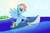 Size: 5550x3700 | Tagged: safe, artist:galekz, imported from derpibooru, rainbow dash, pegasus, pony, shark, beach, bedroom eyes, floaty, inflatable, inflatable shark, inflatable toy, ocean, pool toy, riding, solo, wanna ride?