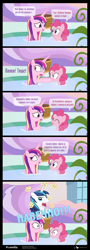 Size: 1000x2780 | Tagged: safe, artist:dm29, edit, imported from derpibooru, pinkie pie, princess cadance, shining armor, pony, the one where pinkie pie knows, comic, cyrillic, female, forever, male, mare, open mouth, pinkie promise, puffy cheeks, russian, smiling, stallion, translation, wide eyes