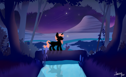 Size: 2048x1258 | Tagged: safe, artist:louisep3, imported from derpibooru, pony, fanart, female, forest, silhouette, solo, starved for light