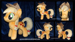 Size: 1600x902 | Tagged: safe, artist:peruserofpieces, imported from derpibooru, applejack, earth pony, pony, accessory, cowboy hat, female, front view, hat, irl, mare, photo, plushie, profile, rear view, solo, toy