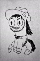 Size: 1350x2048 | Tagged: safe, artist:dex stewart, imported from derpibooru, earth pony, pony, manos the hands of fate, monochrome, mystery science theater 3000, ponified, torgo