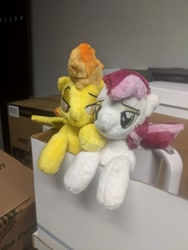 Size: 3024x4032 | Tagged: safe, artist:kuragekami, imported from derpibooru, roseluck, spitfire, seapony (g4), female, irl, photo, plushie
