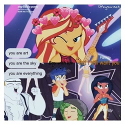 Size: 720x720 | Tagged: safe, edit, edited screencap, imported from derpibooru, screencap, bulk biceps, desert sage, flash sentry, sandalwood, sunset shimmer, technicolor waves, equestria girls, equestria girls series, spring breakdown, spoiler:eqg series (season 2), background human, bikini, clothes, converse, female, flashimmer, male, midriff, shipping, shoes, straight, swimsuit, tankini