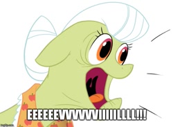 Size: 683x499 | Tagged: safe, artist:sir-dangereaux, edit, imported from derpibooru, granny smith, pony, caption, evil, female, image macro, mermaid man, screaming, solo, spongebob squarepants, text, yelling