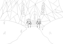 Size: 650x450 | Tagged: safe, imported from derpibooru, oc, oc:anon, pony, msponyadventures, /mlp/, 4chan, black and white, duality, grayscale, monochrome, ms paint, mspaintponies, twilight's castle